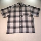 CalTop Shirt Mens 3X Black Gray Plaid Short Sleeve Button Up VTG LA Street Cholo