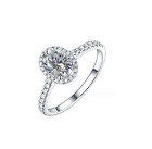 Silver Oval Pave Cubic Zirconia Engagement Wedding Adjustable Ring R80