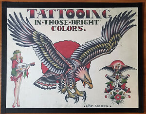 Brooklyn Joe Lieber Traditional Vintage Style Tattoo Flash Sheet 11x14 Eagle USN