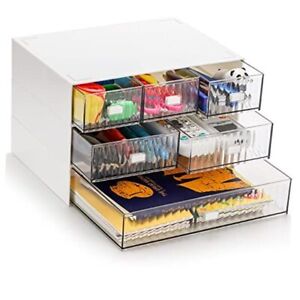 New Listing 3 Tier Mini Desk Organizer with 6 Drawers, Plastic Desktop Drawers Storage