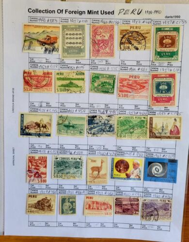 PERU Lot Of #25  Used Stamps 1938-1990