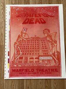 grateful dead 1980 acoustic shows warfield all red original aor concert poster