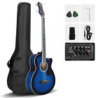 Glarry 4 String Electric Acoustic Bass Guitar Rosewood Fingerboard Blue
