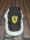 Vtg Ferrari Mens White/Black Embroidered Logo Oficial Strapback Hat Cap