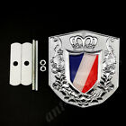 Metal Chrome France French Flag Royal Crown Car Front Grille Emblem Badge Decal