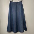 LL Bean Jean Skirt Size 6 Petite Blue Chambray Denim A-line Classiccore Tencel