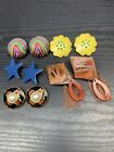Vintage Clip Earring Lot Of 5 Pairs 1 Signed Craft Assorted Clip Earrings