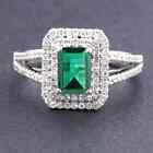 2.20Ct 100% Natural Green Emerald IGI Certified Diamond Ring In 14KT White Gold
