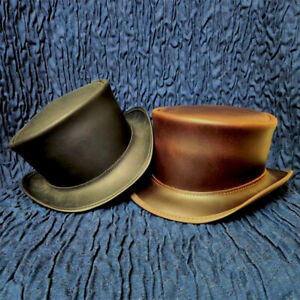 Leather Top Hats Plan Classic Hat Steampunk Hat El Dorado Deadman Biker Top Hat