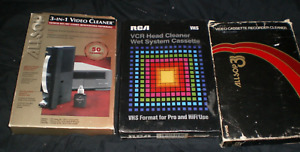 VHS Head Cleaner Kit Sealed Brand New RCA Plus 2 Used Allsop Cassette Cleaners