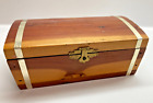 Vintage wood treasure chest wooden storage trinket box USA