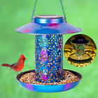 Solar Bird Feeder for Outdoors Hanging, Metal Wild Cardinals Garden Lantern with