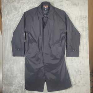 Duluth Trading Co Mens XL Black Rain Trench Coat Button Front Pockets Long