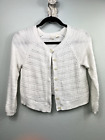 Anthropologie Moth White Textured Knit Cropped 3/4 Sleeve Cardigan Sweater XS