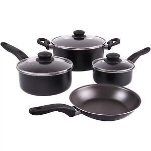 7 Piece Cookware Set Nonstick Coated Kitchen Pots And Pans Home Aqua Cooking New