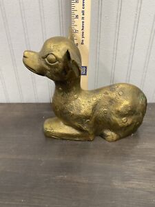 New ListingBrass Deer Fawn. Large Vintage  Decorative With Patina.