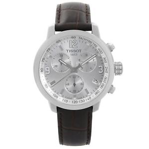 Tissot PRC 200 42mm Steel Leather Silver Dial Men Watch T055.417.16.037.00