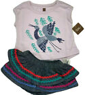 NWT Tea Collection Girls 9-12 Month Rickrack Chambray Skirt & Purple Crane Shirt