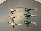 Vintage Christmas Ornaments 6 Clip On Mercury Birds RARE