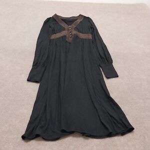 Theory Womens Size Petite Long Sleeve Black V-Neck Midi Dress