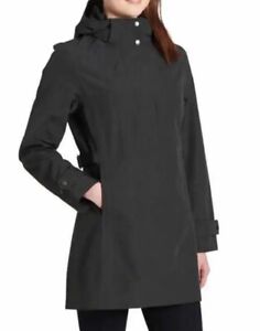 Kirkland Signature Women's Black Sz S Trench Rain Jacket Hooded Coat Waterproof