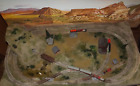 N scale two  train, train  layout display nice 24 x 47 inches very nice