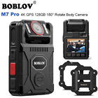 BOBLOV M7 Pro 4K GPS Body Camera 128GB Video Recorder 180° Rotate Camera 4000mAh