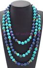 Natural 8mm Blue Lapis Lazuli & Turquoise Round Gemstone Beads Necklace 14-100