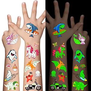 Awinmay 310pcs Luminous Temporary Tattoos For Kids,Mixed Styles Glow In The Dark