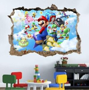 SKY 3D Super Mario Bros Removable HUGE Wall Stickers Decal Kids Home Decor USA