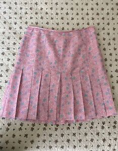 Casual Corner Women’s Pink Floral Pleated Skirt Size 14