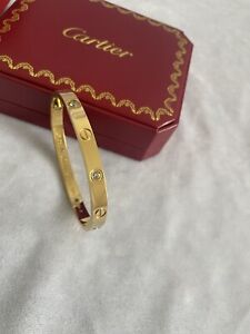 Cartier Signature Logo Gold Bracelet Size 17
