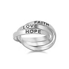 .925 Sterling Silver Faith Love Hope Three Band Promise Ring Size 5 to 14 New