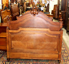 French Antique Carved Walnut Henry II Full Size Bed