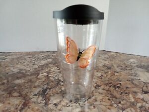 Tervis Tumbler Orange Butterfly 24 Oz. Cup with Black Lid Double Insulated