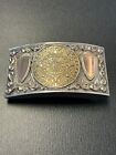 Vintage Sterling silver And 14 K Gold Aztec Calander Belt Buckle