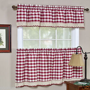 Buffalo Check Gingham Custom Window Curtain Treatments - Assorted Colors & Sizes