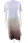 Lafayette 148 New York Womens Leather Ombre Lined Side Zip Skirt Beige Size 8