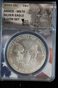 2021-W Type 1 Silver Eagle ANACS MS-70 Key Date Holder