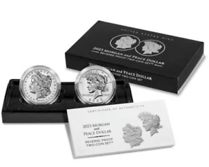 2023 S Reverse Proof $1 Morgan and Peace Silver Dollar 2pc Set Box ,OGP & COA