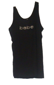 NWT Black Stretchy Tank Top by Bebe with Rhinestone Logo MSRP $44.00 Size 1X