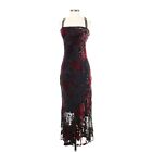 Betsey Johnson Vintage 90s Y2K Slip Dress Floral Red Size S Velvet Burnout