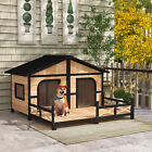 Wooden Elevated Backyard All Weather Rustic Log Cabin Pet Dog House Kit