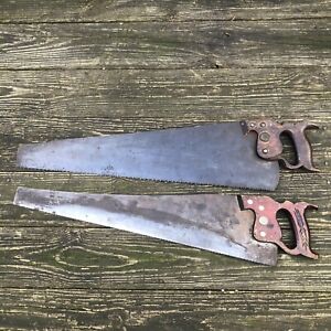 Lot Of Two Vintage Disston Hand Saws Collectible Tools Made In USA