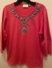 THE QUACKER FACTORY PINK BEADED EMBELLISHED WOMEN'S TOP M