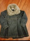 TODDLER ROXY COAT/FALL WINTER JACKET/BLUE DENIM With FUR SIZE 3T