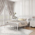 White Heavy Duty Full Size Metal Bed Frame with Headboard and Footboard -Bedroom