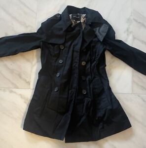Banana Republic Belted Trench Coat Womens Black Double Breasted Jacket Size S