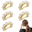 5 Pieces Large Pearl Barrettes for Women French Automatic Hair Clips Thick