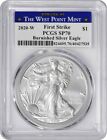 2020-W American Silver Eagle Burnished SP70 FS PCGS Struck at West Point Label